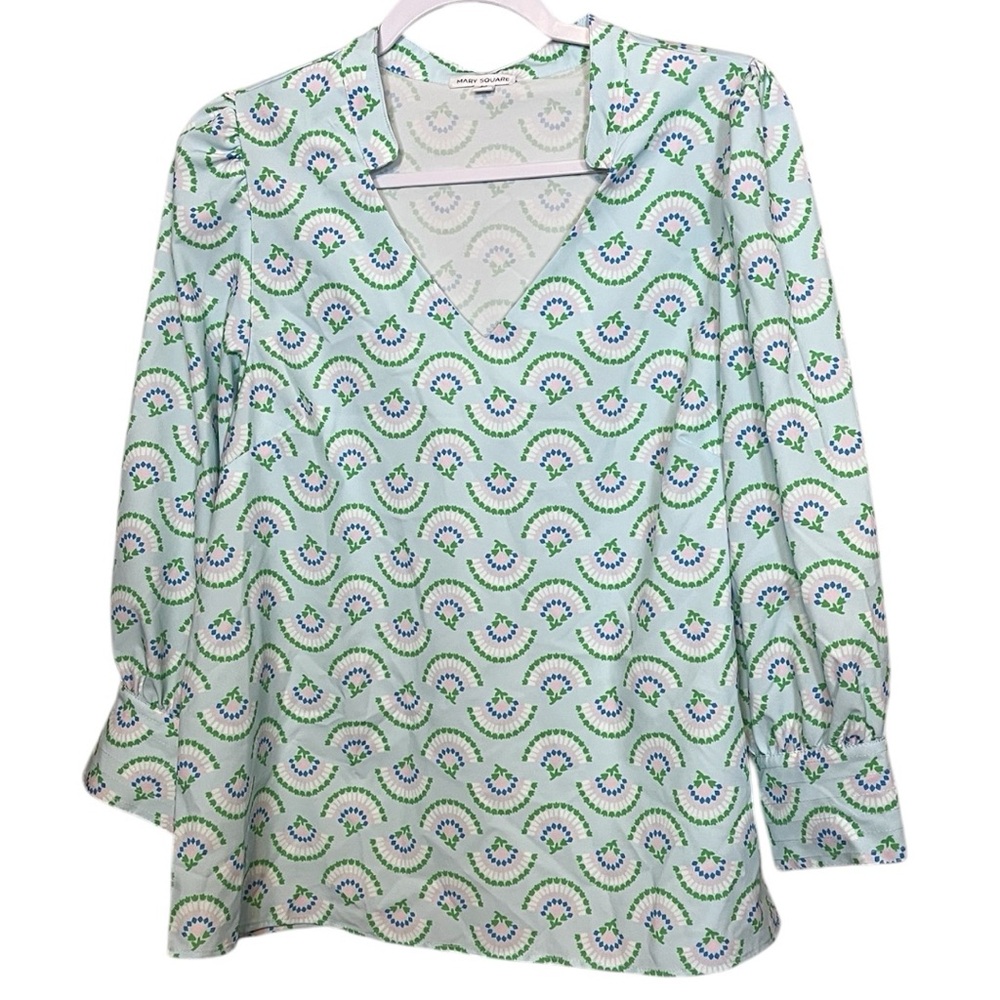 Patterned Green and Blue Women's Top